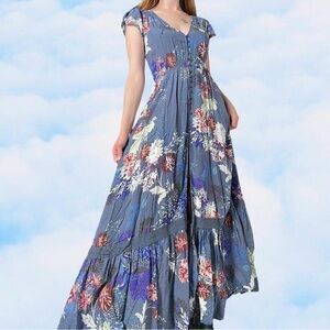 482. Jaase Floral Blue Maxi Dress